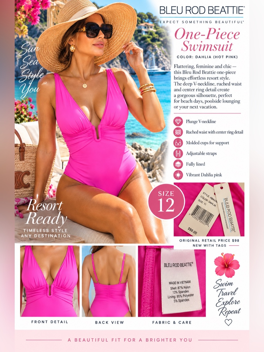 Bleu Rod Beattie One-Piece Swimsuit — Dahlia Hot Pink